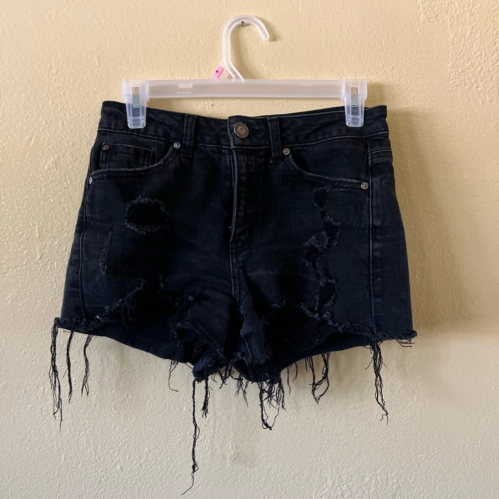 Edgy Black Distressed Denim Shorts